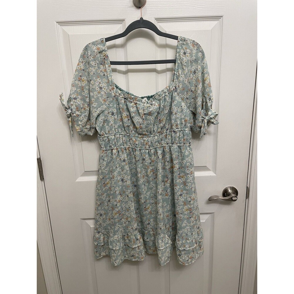 Lush Mint Floral Mini Dress Size Large Cottagecore